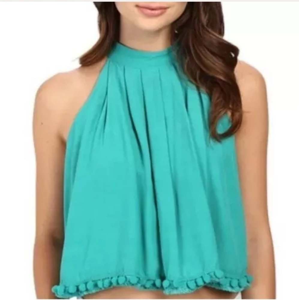 Lovers + friends blue small long crop top